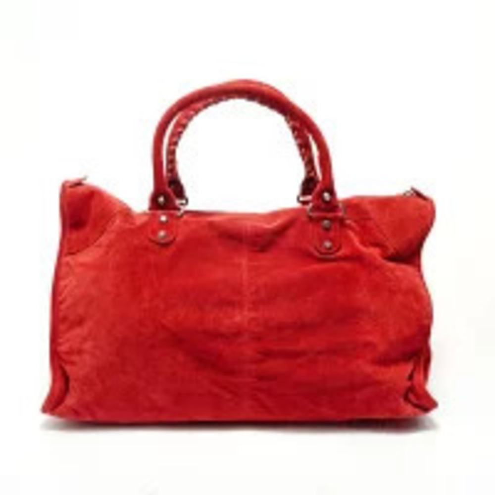 Balenciaga Suede The Work Handbag Red